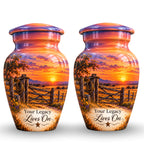 Ranch Gate Sunset Cremation Urn for Human Ashes – Personalized Handmade Aluminum Urn