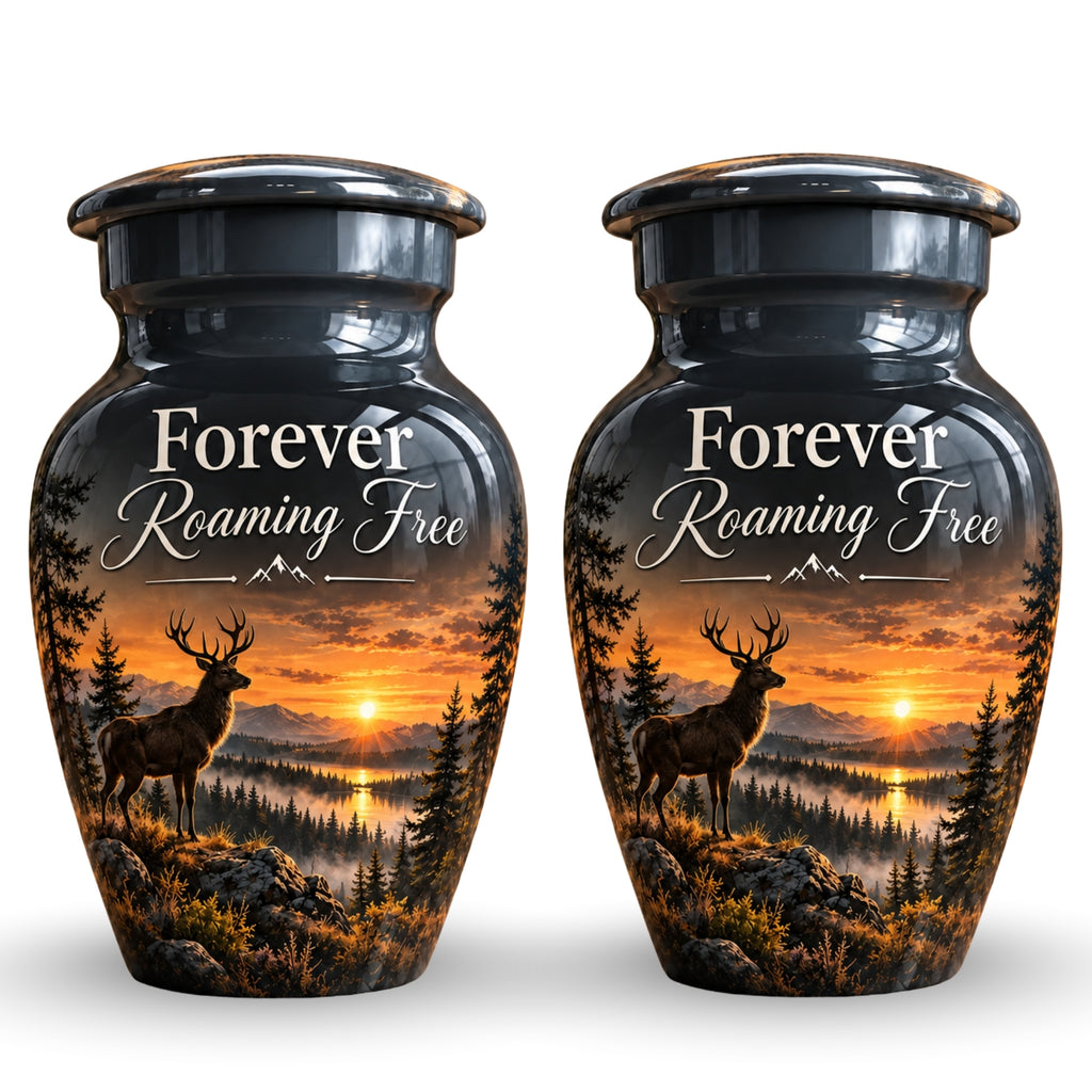 roaming free stag cremation urn for human ashes, handmade aluminum – photo 5