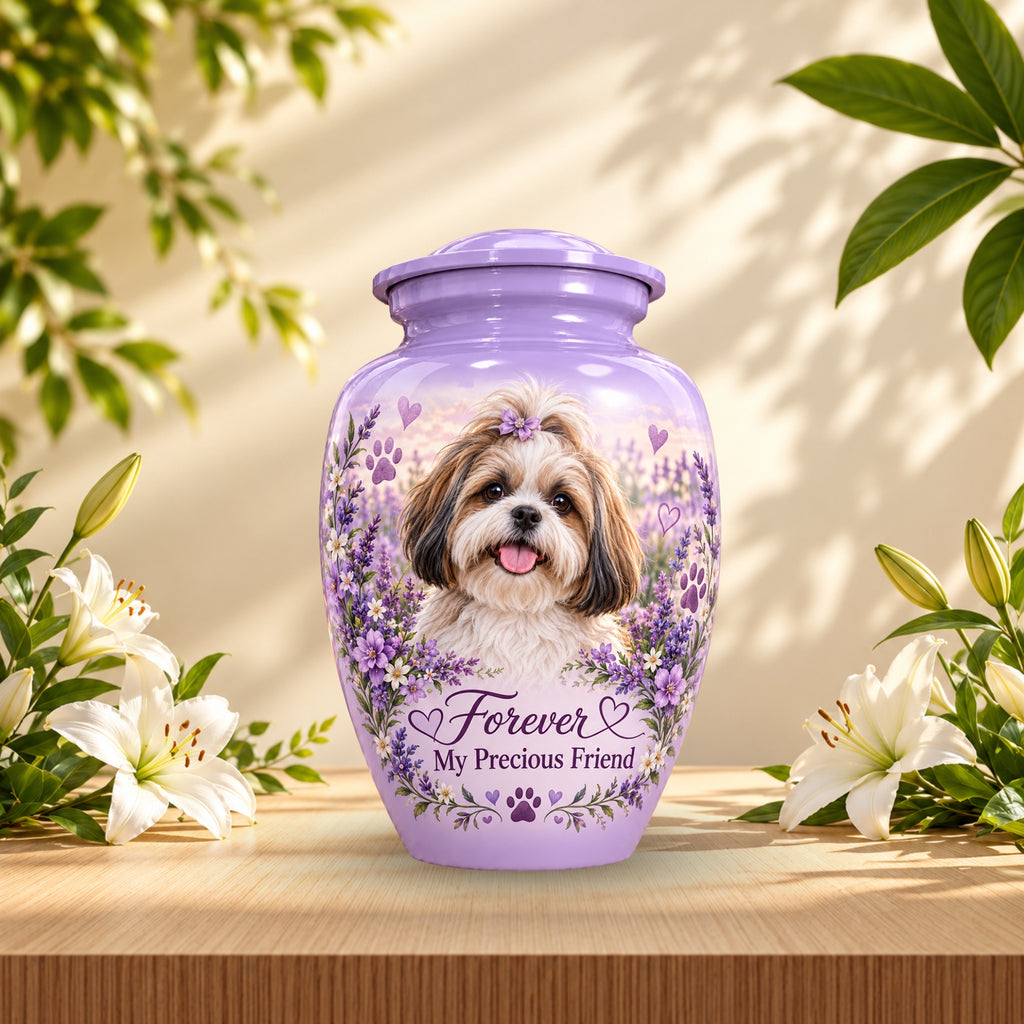 custom pet portrait cremation urn for pet ashes, handmade aluminum pet memorial urn with photo – picture 5