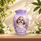 custom pet portrait cremation urn for pet ashes, handmade aluminum pet memorial urn with photo – picture 5