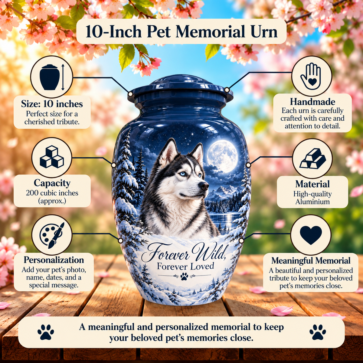 dog memorial photo cremation urn for pet ashes, handmade aluminum pet memorial urn with photo – picture 6