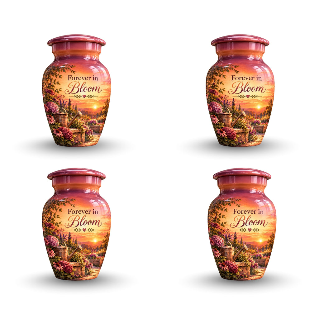 Autumn Garden Sunset Cremation Urn for Human Ashes – Personalized Handmade Aluminum Urn