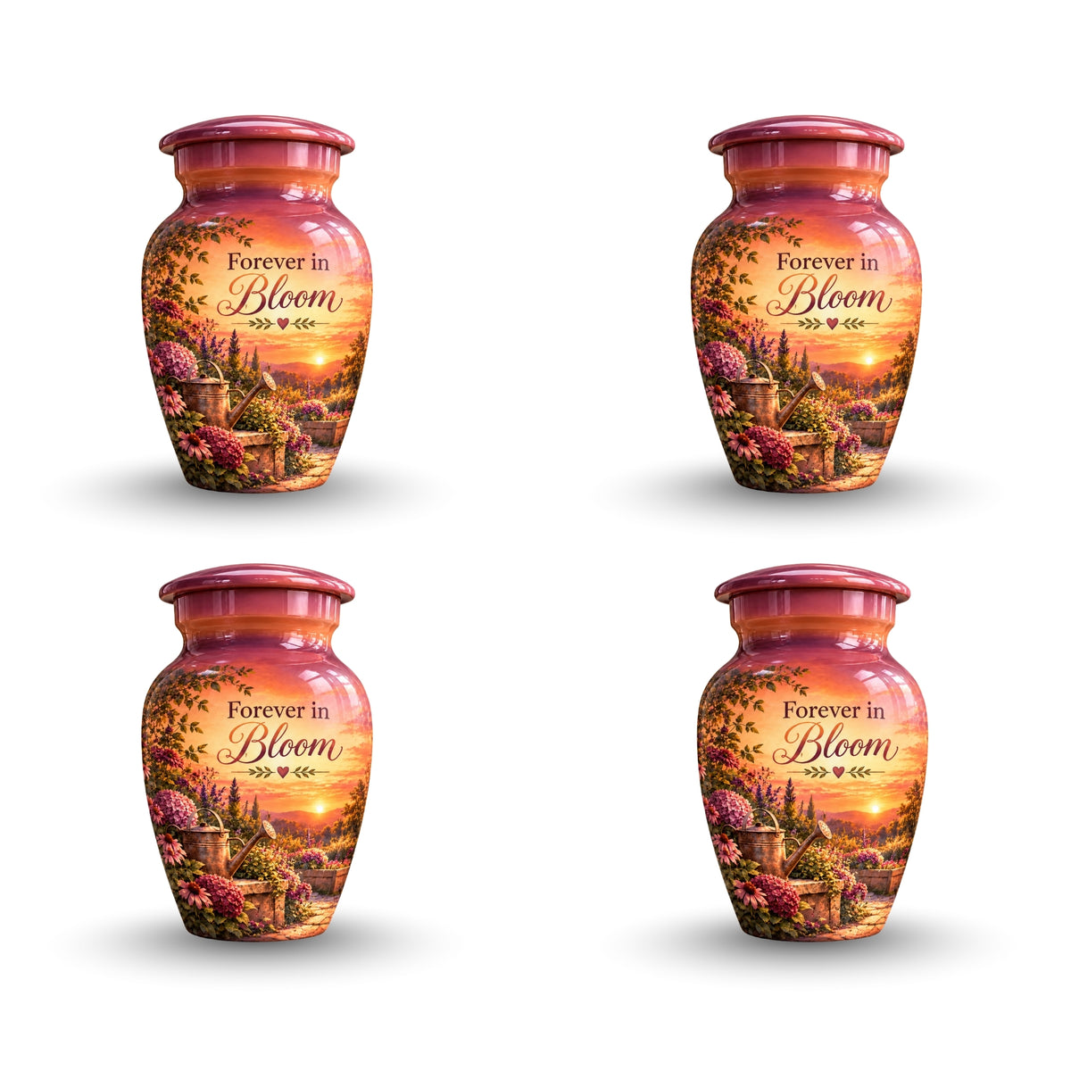 Autumn Garden Sunset Cremation Urn for Human Ashes – Personalized Handmade Aluminum Urn