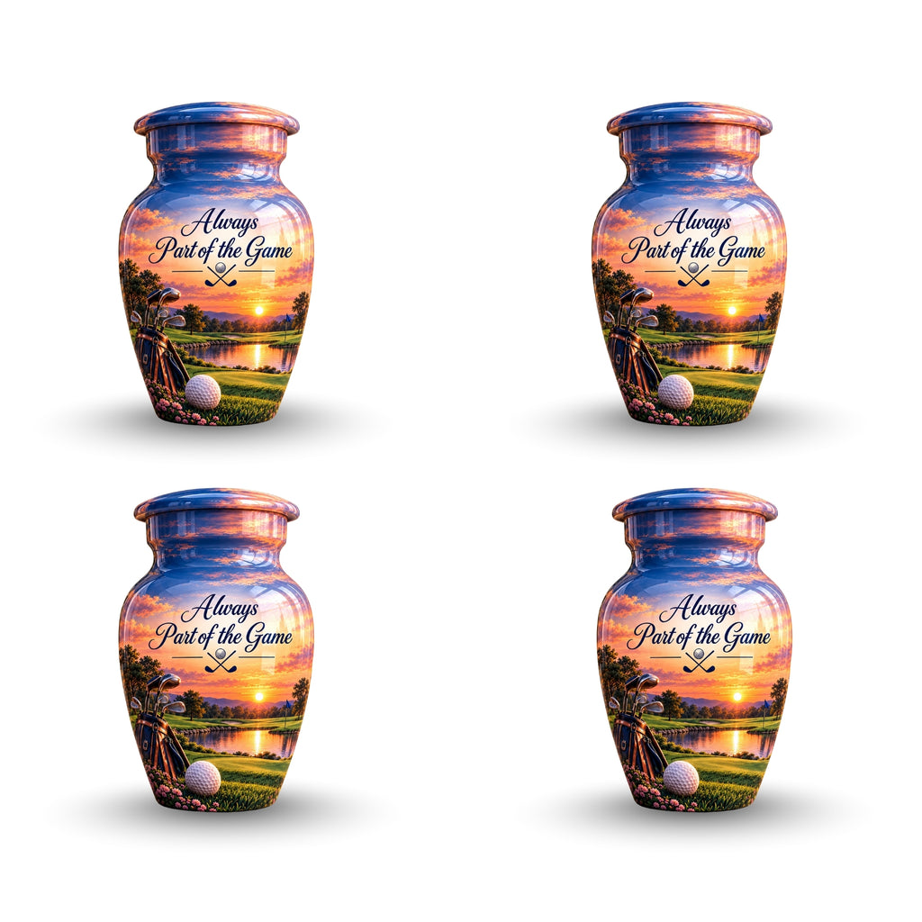 Golf Bag and Ball Sunset Cremation Urn for Human Ashes – Personalized Handmade Aluminum Urn