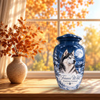 dog memorial photo cremation urn for pet ashes, handmade aluminum pet memorial urn with photo – picture 7