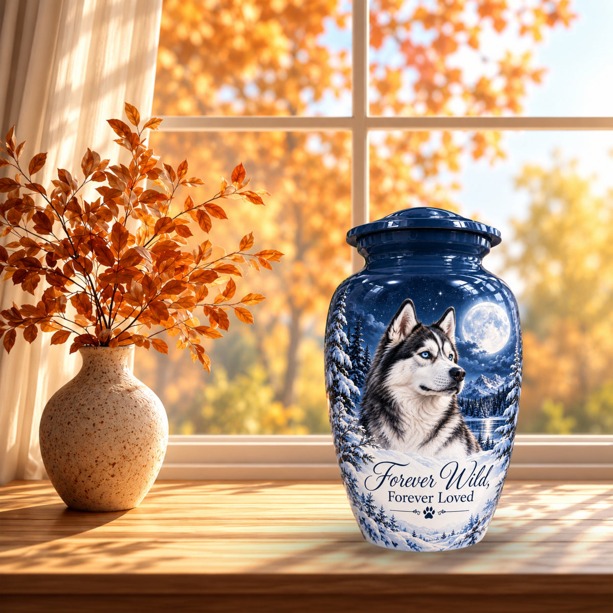 dog memorial photo cremation urn for pet ashes, handmade aluminum pet memorial urn with photo – picture 7