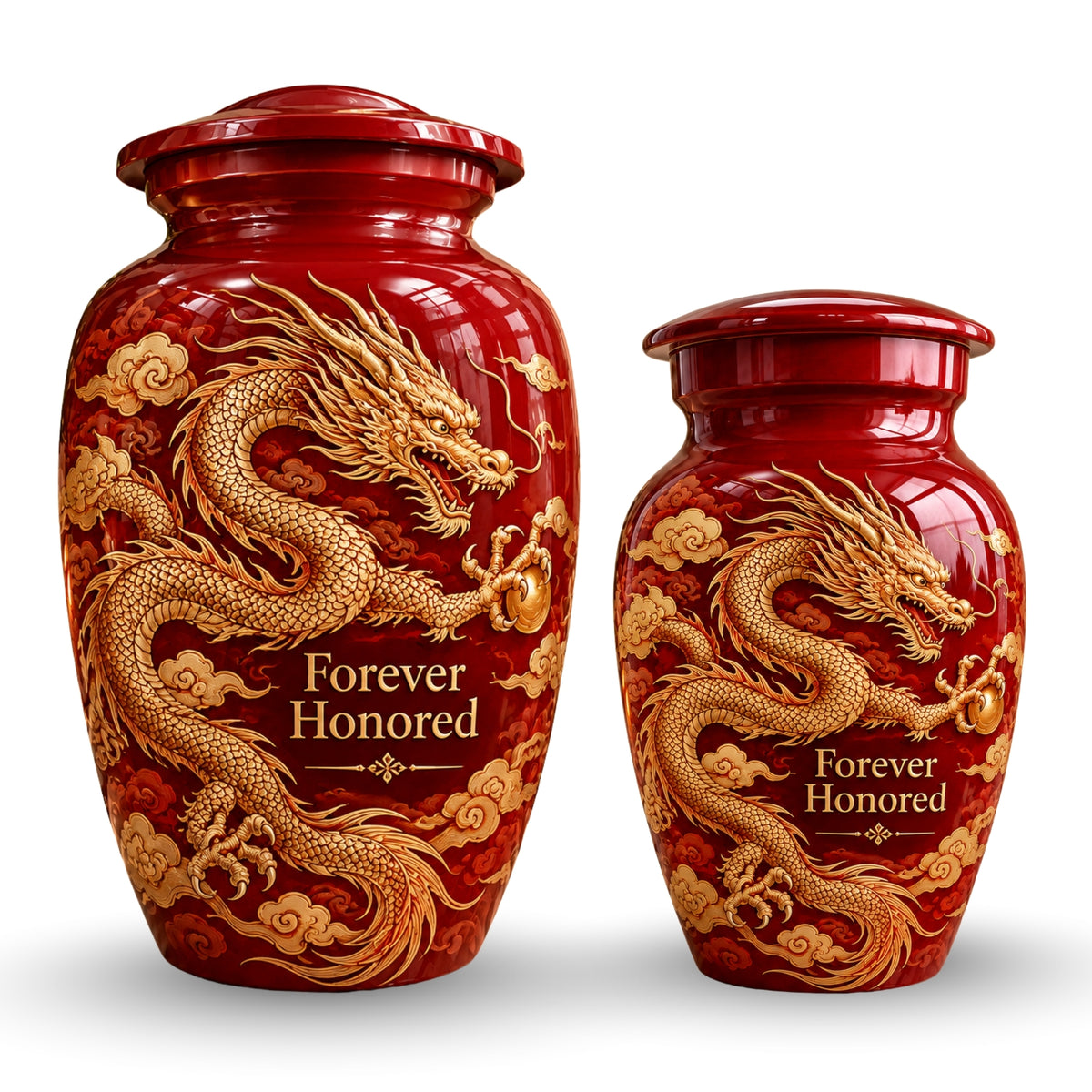 dragon art memorial urn for ashes, handmade aluminum urn – photo 7