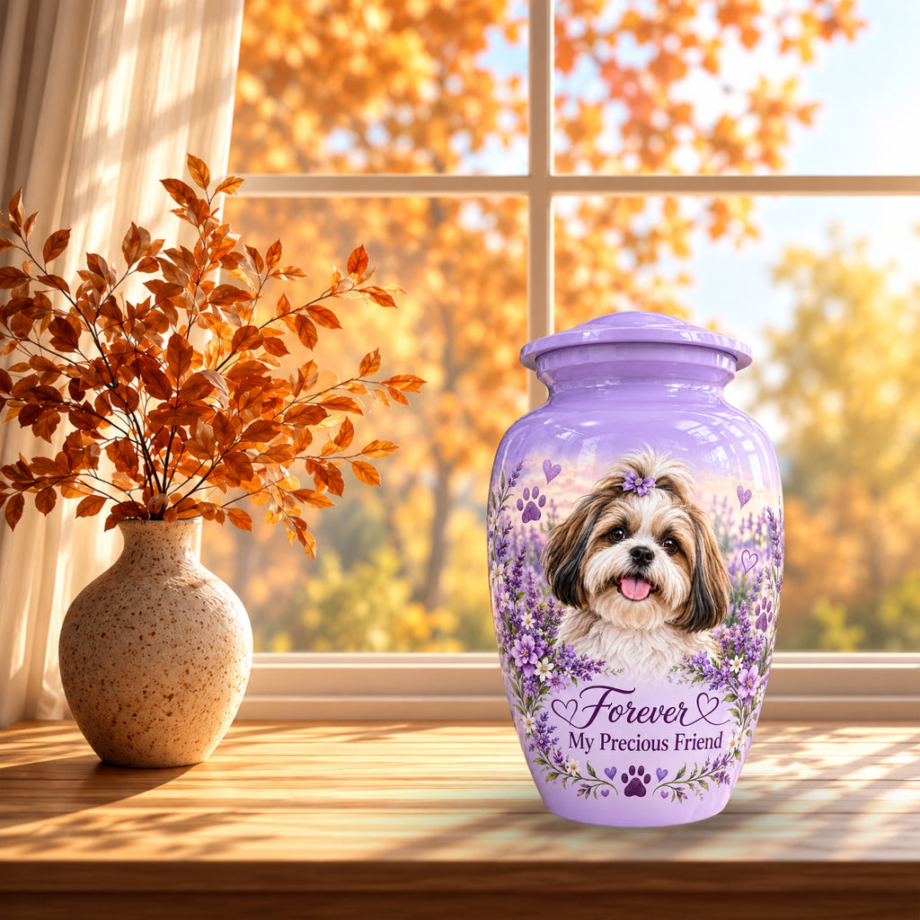 custom pet portrait cremation urn for pet ashes, handmade aluminum pet memorial urn with photo – picture 7