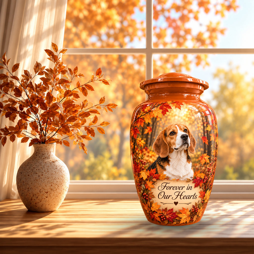 dog memorial photo pet urn for ashes, handmade aluminum pet memorial urn with photo – picture 7