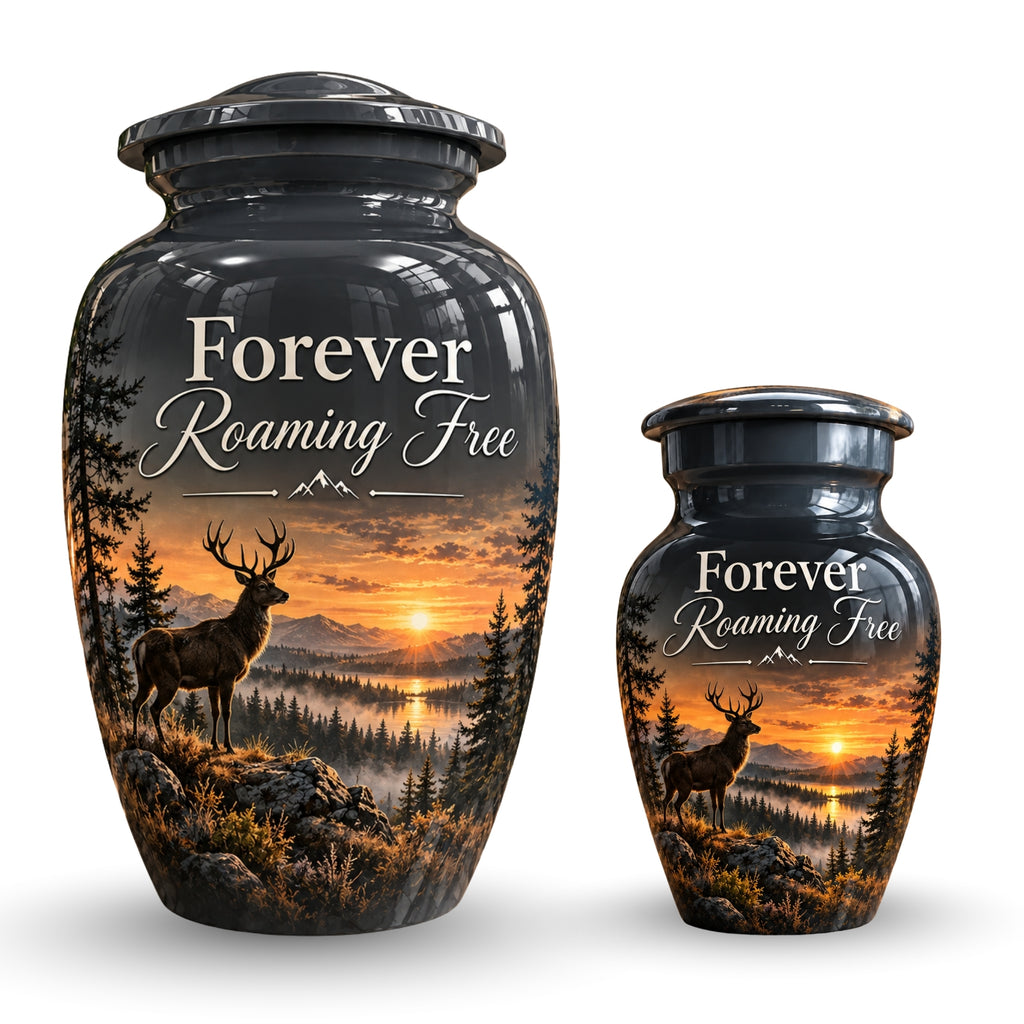 roaming free stag cremation urn for human ashes, handmade aluminum – photo 7