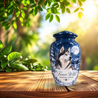 dog memorial photo cremation urn for pet ashes, handmade aluminum pet memorial urn with photo – picture 8