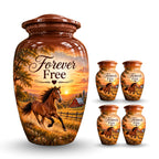 chestnut horse barn sunset cremation urn for human ashes, handmade aluminum – photo 8