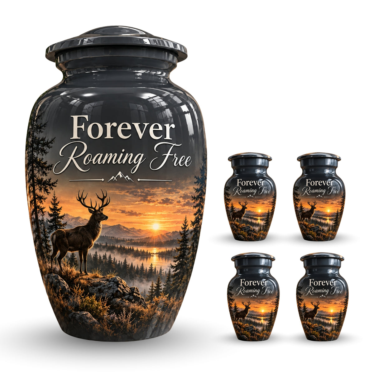 roaming free stag cremation urn for human ashes, handmade aluminum – photo 8