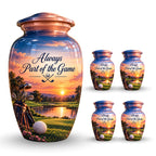 Golf Bag and Ball Sunset Cremation Urn for Human Ashes – Personalized Handmade Aluminum Urn