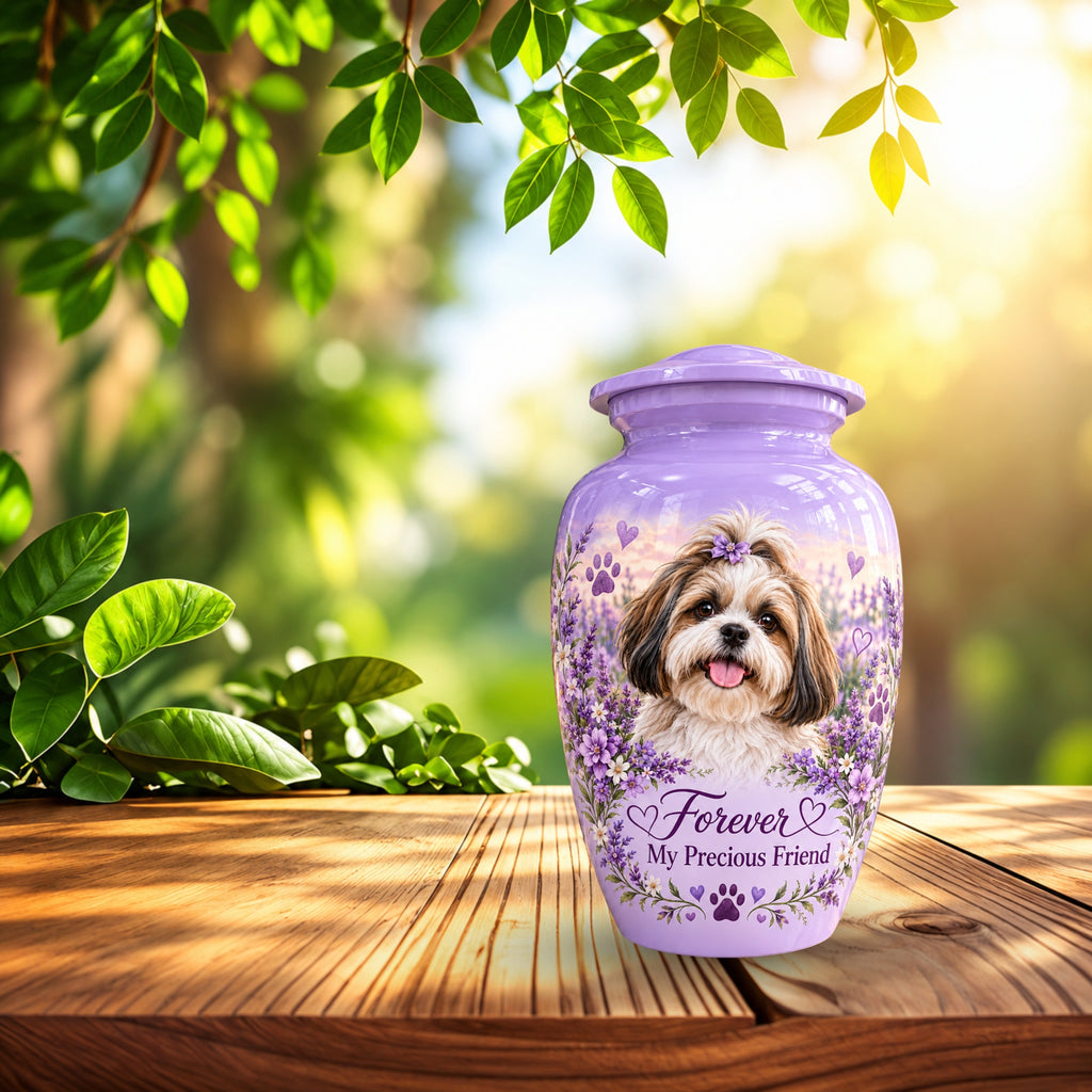 custom pet portrait cremation urn for pet ashes, handmade aluminum pet memorial urn with photo – picture 8