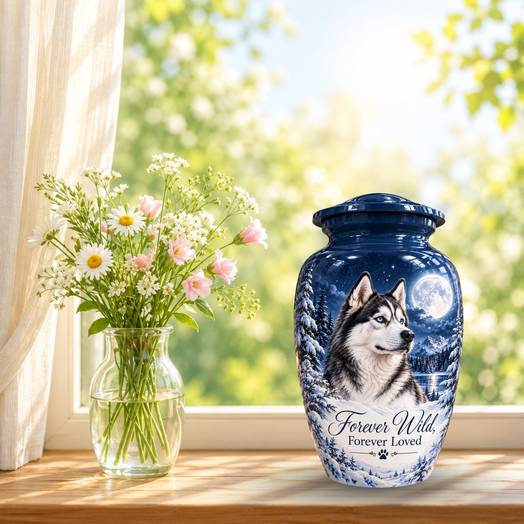 dog memorial photo cremation urn for pet ashes, handmade aluminum pet memorial urn with photo – picture 9