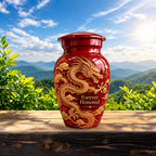 dragon art memorial urn for ashes, handmade aluminum urn – photo 9