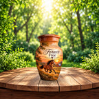 chestnut horse barn sunset cremation urn for human ashes, handmade aluminum – photo 9