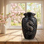 dragon memorial urn for ashes, handmade aluminum urn – photo 3