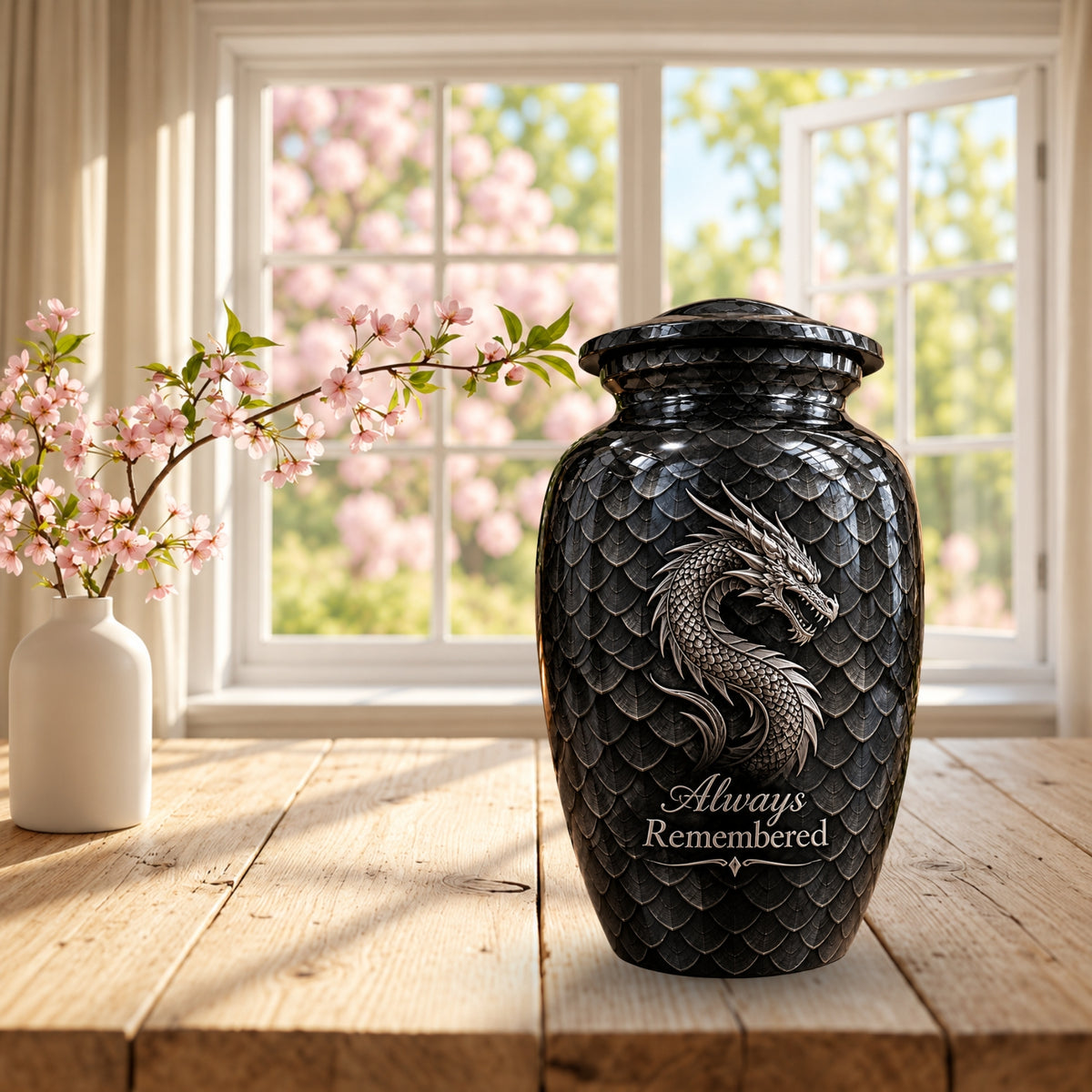 dragon memorial urn for ashes, handmade aluminum urn – photo 3