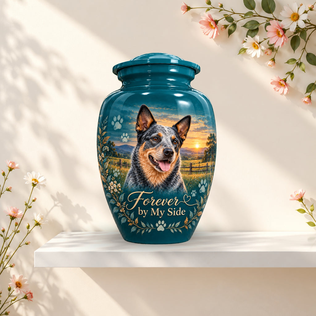 custom pet photo cremation urn for pet ashes, handmade aluminum pet memorial urn with photo – picture 1