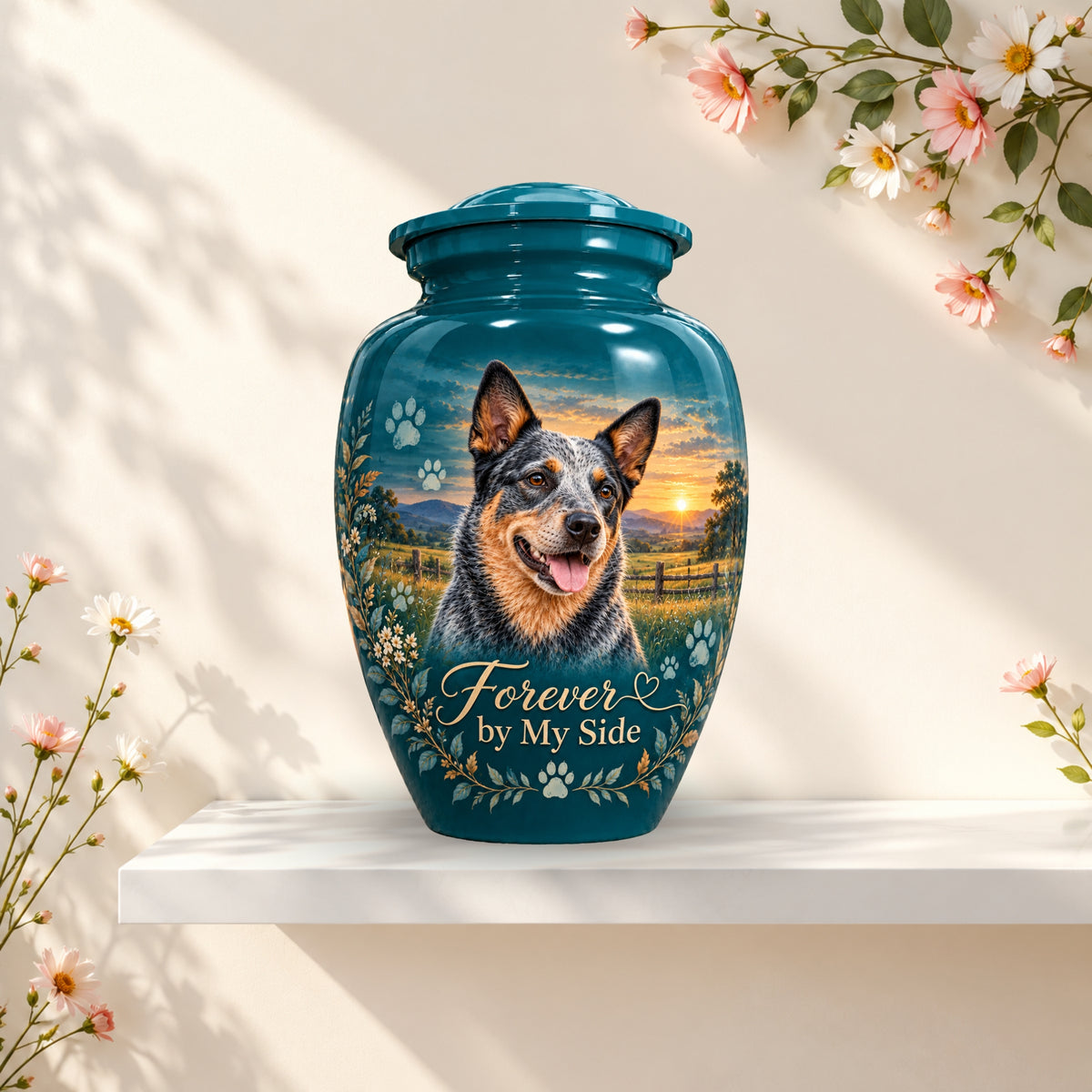 custom pet photo cremation urn for pet ashes, handmade aluminum pet memorial urn with photo – picture 1