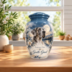 great dane cremation urn for pet ashes, handmade aluminum pet memorial urn with photo – picture 4