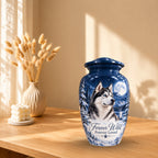 dog memorial photo cremation urn for pet ashes, handmade aluminum pet memorial urn with photo – picture 10