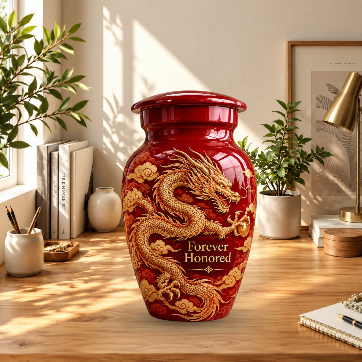 dragon art memorial urn for ashes, handmade aluminum urn – photo 10