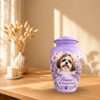 custom pet portrait cremation urn for pet ashes, handmade aluminum pet memorial urn with photo – picture 10