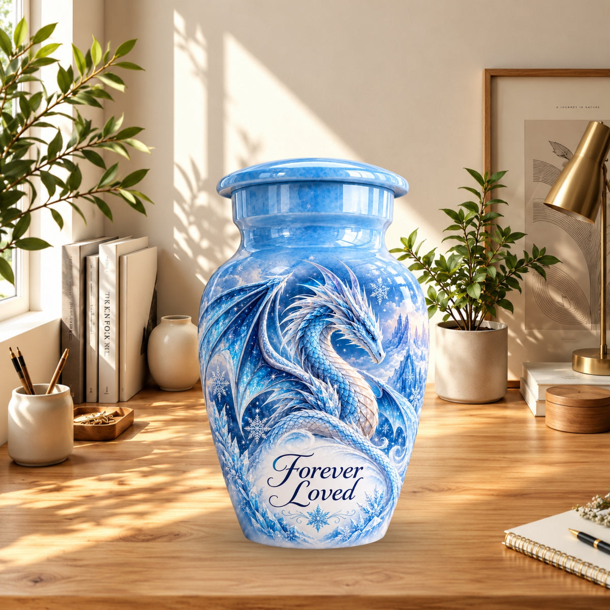 dragon art cremation urn for human ashes, handmade aluminum urn – photo 10