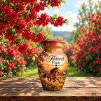 chestnut horse barn sunset cremation urn for human ashes, handmade aluminum – photo 10