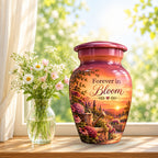 Autumn Garden Sunset Cremation Urn for Human Ashes – Personalized Handmade Aluminum Urn