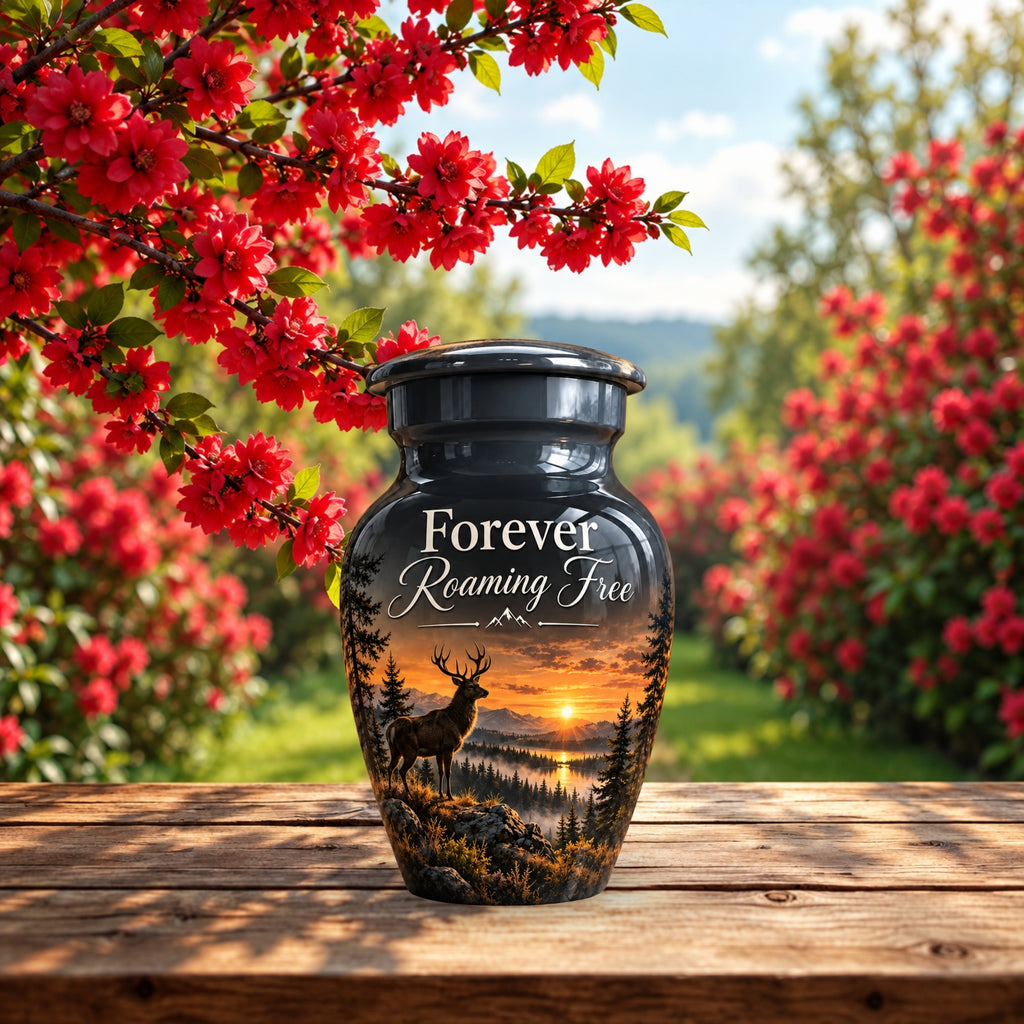 roaming free stag cremation urn for human ashes, handmade aluminum – photo 10