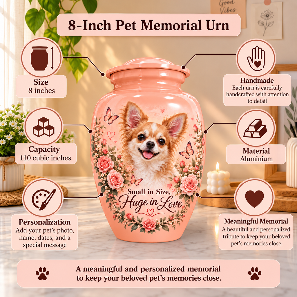 custom pet photo urn for dog ashes, handmade aluminum pet memorial urn with photo – picture 2