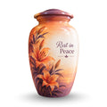 Orange Lily Memorial Cremation Urn for Human Ashes – Personalized Handmade Aluminum Urn