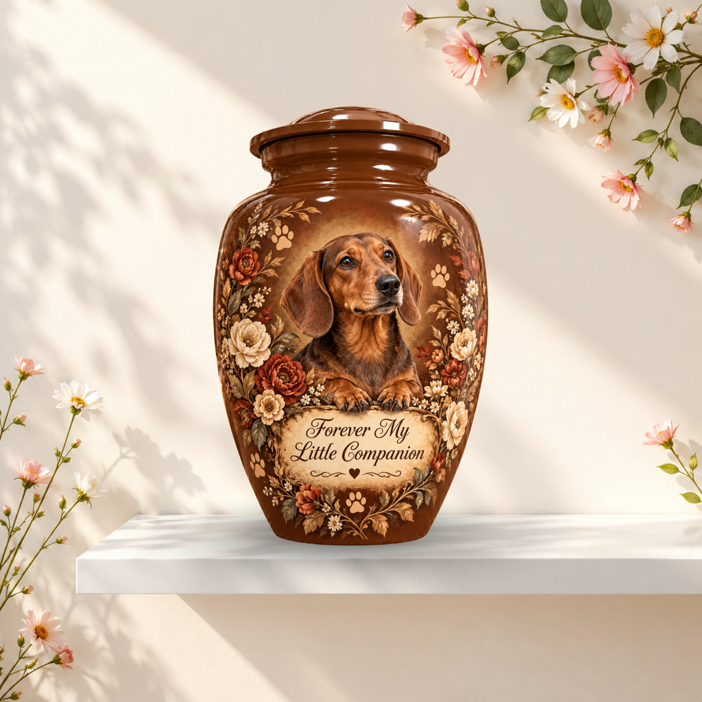 custom dog portrait pet urn for ashes, handmade aluminum pet memorial urn with photo – picture 3