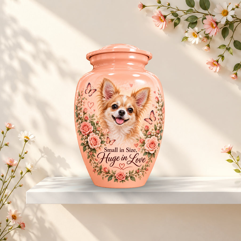custom pet photo urn for dog ashes, handmade aluminum pet memorial urn with photo – picture 1