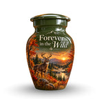 autumn buck sunset cremation urn for human ashes, handmade aluminum – photo 4