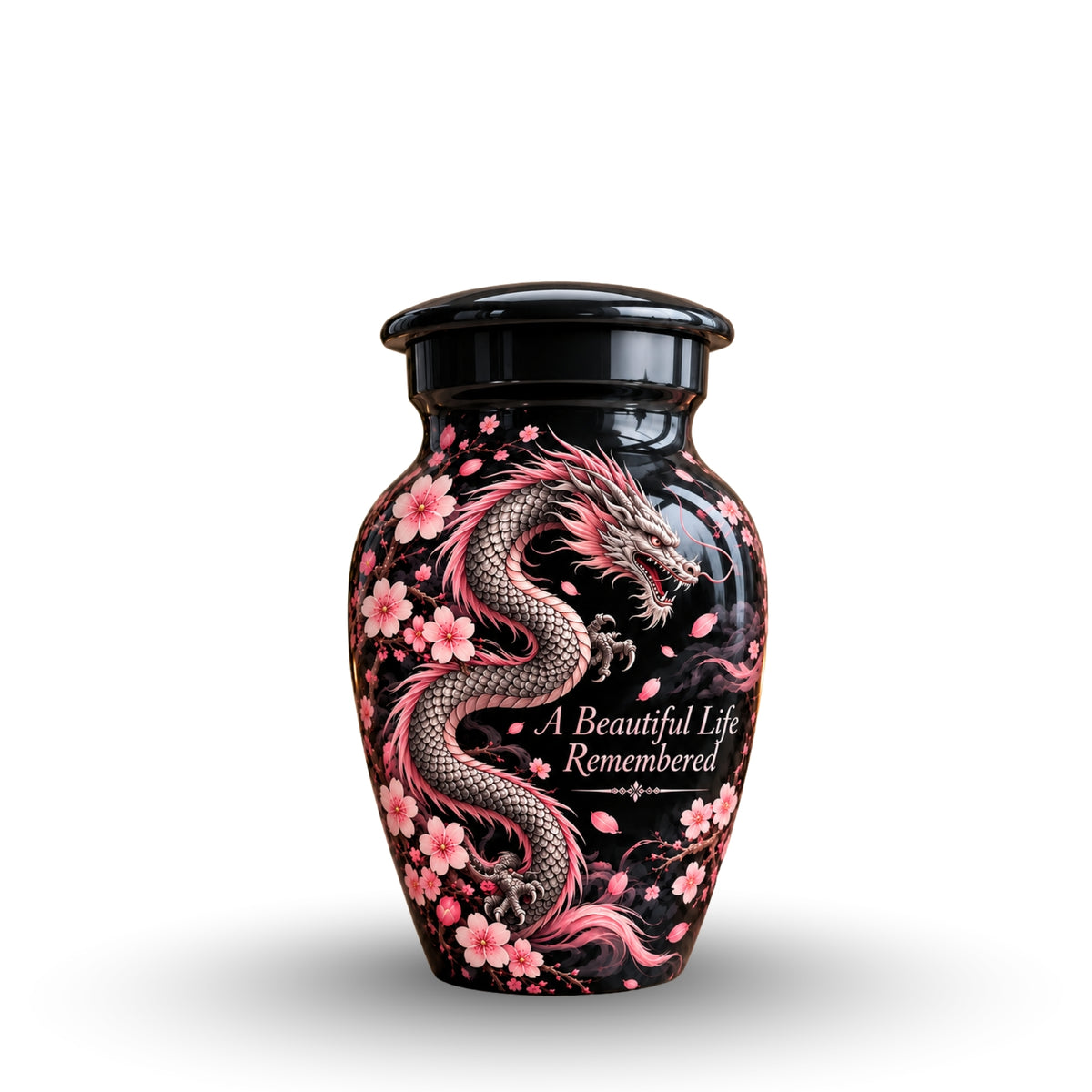 dragon design memorial urn for ashes, handmade aluminum urn – photo 4