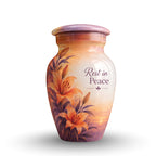 Orange Lily Memorial Cremation Urn for Human Ashes – Personalized Handmade Aluminum Urn