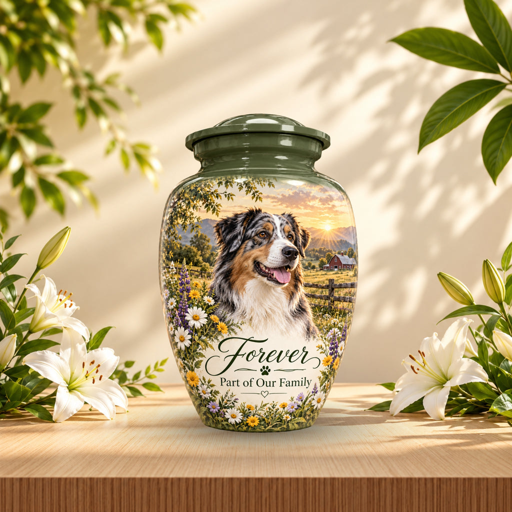 custom dog portrait cremation urn for pet ashes, handmade aluminum pet memorial urn with photo – picture 5