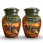 autumn buck sunset cremation urn for human ashes, handmade aluminum – photo 5
