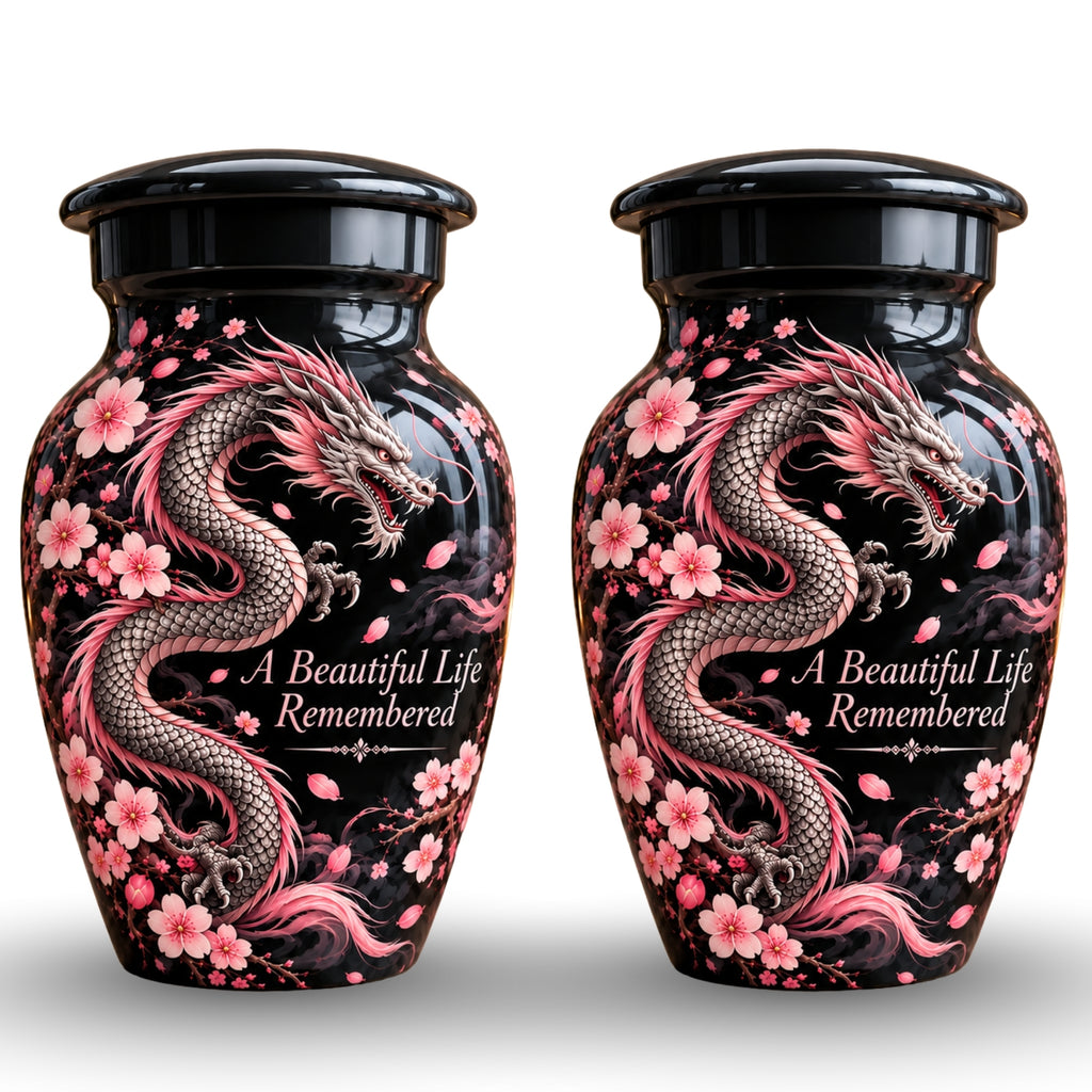 dragon design memorial urn for ashes, handmade aluminum urn – photo 5