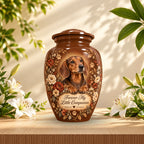 custom dog portrait pet urn for ashes, handmade aluminum pet memorial urn with photo – picture 5