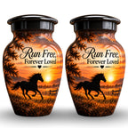 galloping horse sunset cremation urn for human ashes, handmade aluminum – photo 5