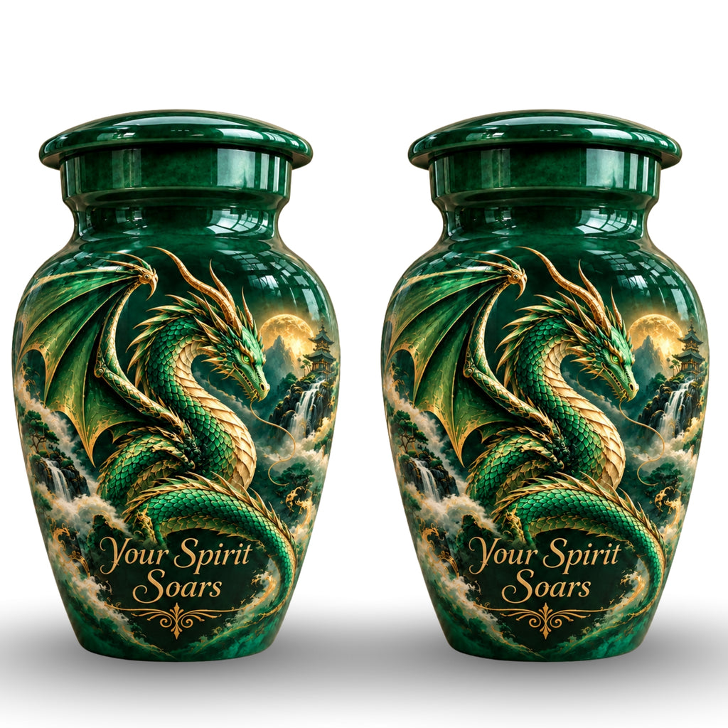 dragon design cremation urn for human ashes, handmade aluminum urn – photo 5