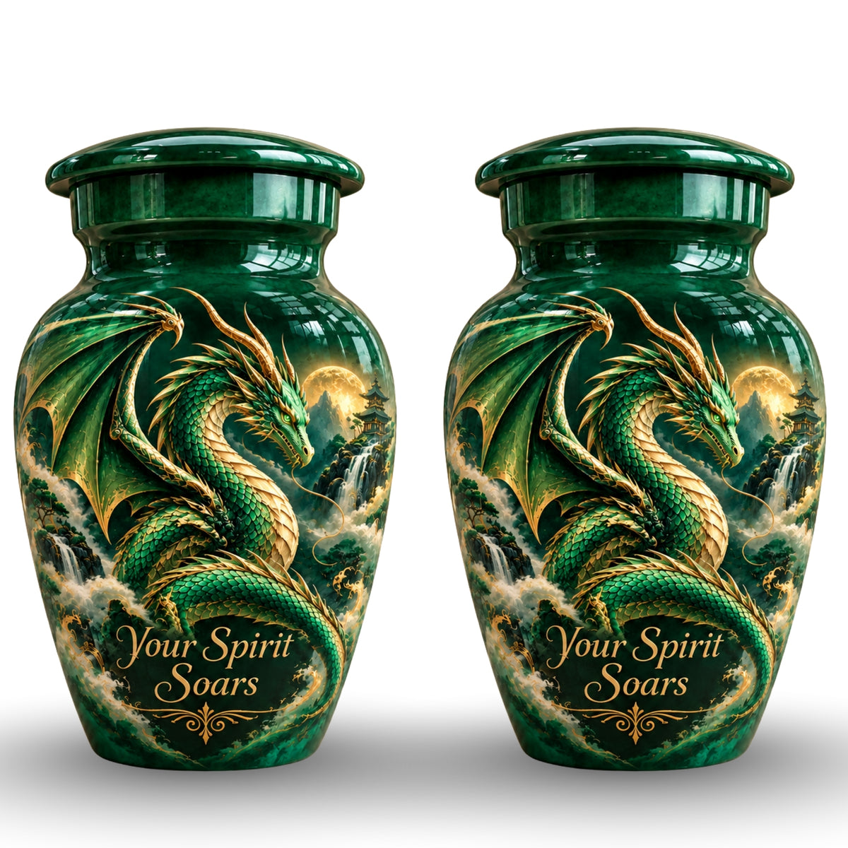 dragon design cremation urn for human ashes, handmade aluminum urn – photo 5