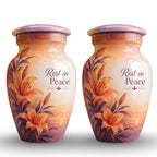Orange Lily Memorial Cremation Urn for Human Ashes – Personalized Handmade Aluminum Urn