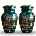 moonlit buck forest lake cremation urn for human ashes, handmade aluminum – photo 5